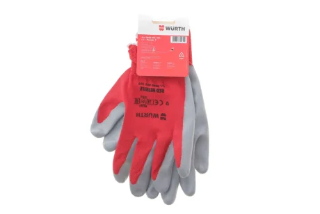 Перчатки защитные RED NITRILE, размер 9 WURTH 0899403109