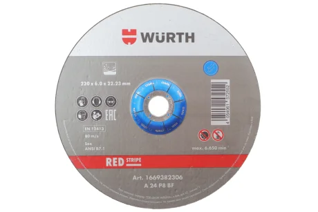 Диск зачистной для стали TH6,0, BR22,23, D230 mm, RED STRIPE {арт. } WURTH 1669382306