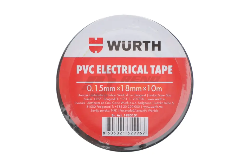 Ізоляційна стрічка PVC, чорна, 18мм/10м {арт. 1985 WURTH 1985101 (фото 1)
