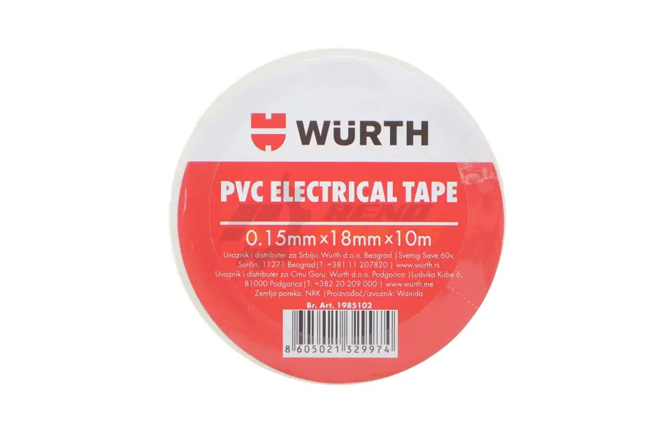 Ізоляційна стрічка PVC, біла, 18мм/10м {арт. } WURTH 1985102 (фото 1)