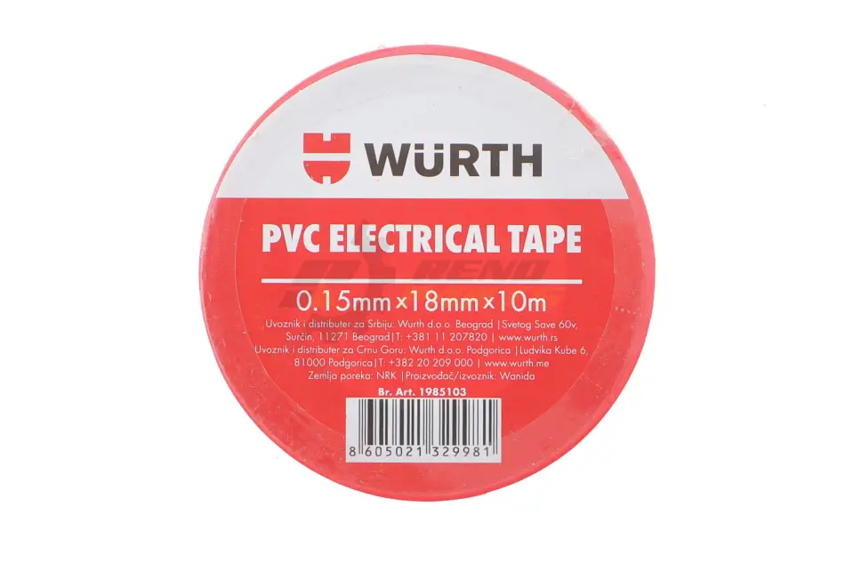 Изоляционная лента PVC, красная, 18мм/10м {арт. } WURTH 1985103 (фото 1)