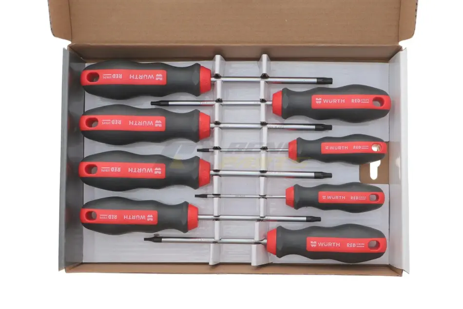Набор отверток TORX с отверстием, TX8-30, 8 шт., RED STRIPE {арт. } WURTH 575193480 (фото 1)