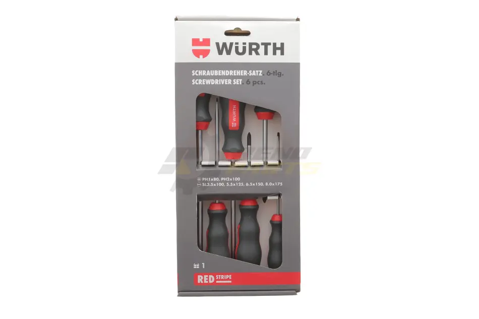 Набір викруток шліц+РН, круглий стержень, 6 шт., RED STRIPE WURTH 575194227 (фото 1)