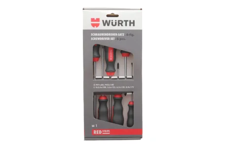 Набор отверток шлиц+РН, круглый стержень, 6 шт., RED STRIPE WURTH 575194227