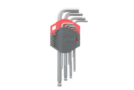 Набір ключів Г-подібних HEX з кулькою, SW1,5-10 mm, 9 шт., RED STRIPE {арт. 575241 100} WURTH 575241100