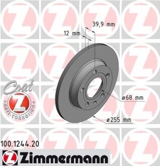 Диск тормозной ZIMMERMANN 100124420