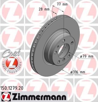 Диск тормозной Coat Z ZIMMERMANN 150127920