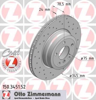 Диск тормозной ZIMMERMANN 150345152 (фото 1)