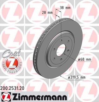 Диск тормозной Coat Z ZIMMERMANN 200253120 (фото 1)