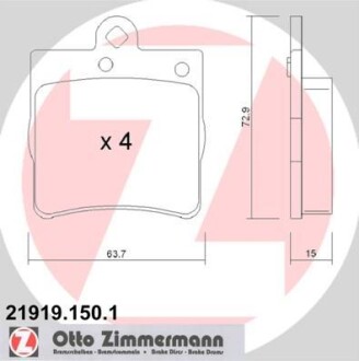 Колодки гальмівні дискові, к-кт ZIMMERMANN 219191501