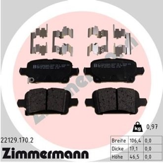 Гальмiвнi колодки дисковi заднi ZIMMERMANN 221291702