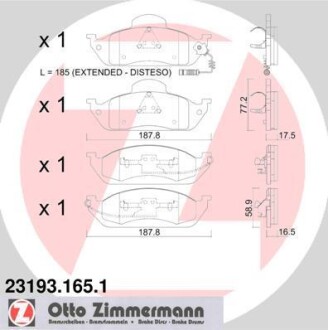 Гальмiвнi колодки дисковi переднi ZIMMERMANN 231931651 (фото 1)