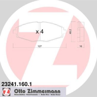 Гальмiвнi колодки дисковi переднi ZIMMERMANN 232411601