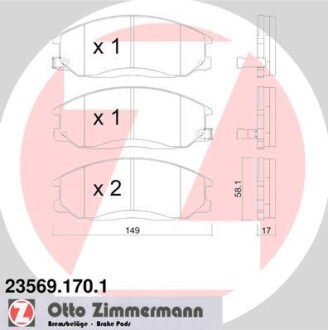 Гальмiвнi колодки дисковi переднi ZIMMERMANN 235691701