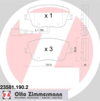 Гальмiвнi колодки дисковi переднi ZIMMERMANN 235811902