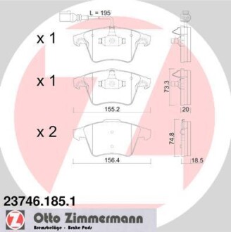 Комплект тормозных колодок ZIMMERMANN 23746.185.1