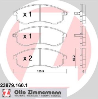 Колодки тормозные дисковые, к-кт ZIMMERMANN 238791601 (фото 1)