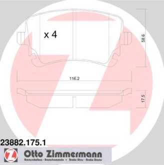 Колодки гальмівні дискові ZIMMERMANN 23882.175.1