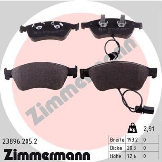 Колодки тормозные дисковые ZIMMERMANN 23896.205.2