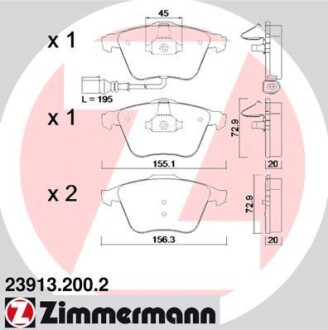 Колодки тормозные дисковые ZIMMERMANN 239132002 (фото 1)