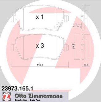 Гальмiвнi колодки дисковi переднi ZIMMERMANN 239731651