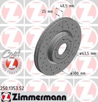 Диск тормозной ZIMMERMANN 250135352