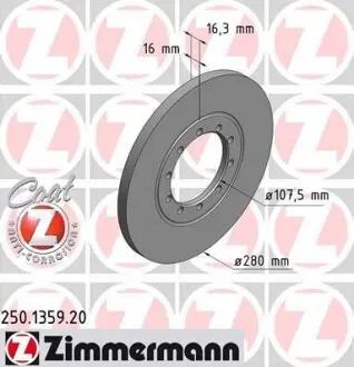 Тормозной диск задний ZIMMERMANN 250135920