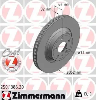 Диск гальмівний ZIMMERMANN 250138620