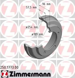 Гальмiвний барабан заднiй ZIMMERMANN 250177300