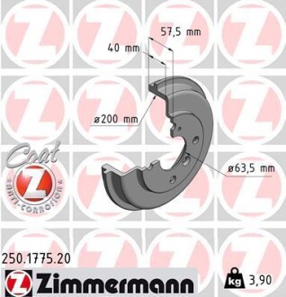 Гальмiвнi барабани заднi ZIMMERMANN 250177520