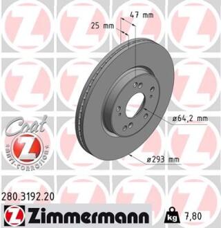 Гальмiвнi диски COAT Z переднi ZIMMERMANN 280319220