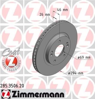 Гальмiвнi диски переднi ZIMMERMANN 285350620