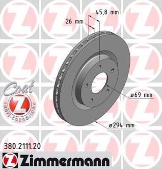 Диск гальмівний ZIMMERMANN 380.2111.20