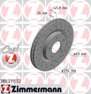 Диск тормозной ZIMMERMANN 380211152