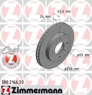 Гальмiвний диск переднiй ZIMMERMANN 380216620
