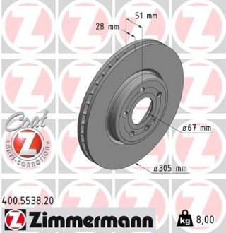 Диск гальмівний ZIMMERMANN 400553820