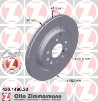 Диск гальмівний Coat Z ZIMMERMANN 430149620 (фото 1)