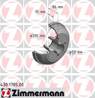 Гальмiвнi барабани заднi ZIMMERMANN 430178500