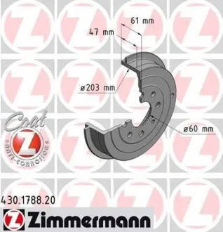 Гальмiвний барабан заднiй ZIMMERMANN 430178820
