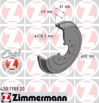 Гальмiвнi барабани заднi ZIMMERMANN 430178920