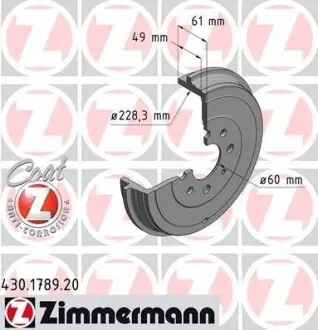 Тормозной барабан задний ZIMMERMANN 430178920 (фото 1)