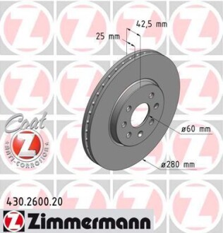 Диск гальмівний Coat Z ZIMMERMANN 430260020