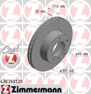 Гальмiвнi диски переднi ZIMMERMANN 430260120