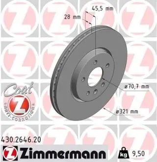 Диск гальмівний Coat Z ZIMMERMANN 430264620