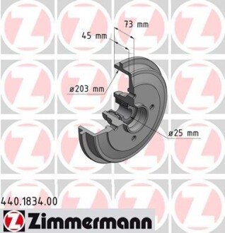 Гальмiвнi барабани з пiдшипником переднi ZIMMERMANN 440183400