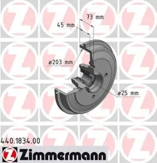 Тормозной барабан с подшипником передние ZIMMERMANN 440183400