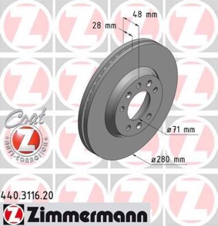 Гальмiвнi диски переднi ZIMMERMANN 440311620