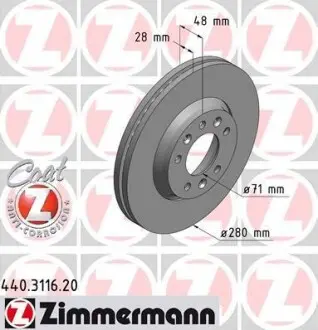 Тормозной диск передний ZIMMERMANN 440311620