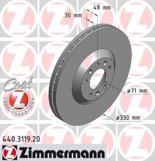 Гальмiвнi диски переднi ZIMMERMANN 440311920