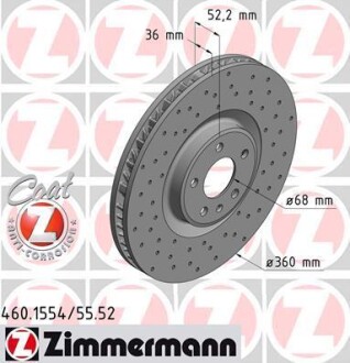 Диск тормозной SPORT Z левый ZIMMERMANN 460155452